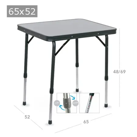 Tisch aus lackiertem Aluminium 65x52x48-69