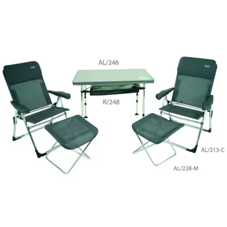 Crespo Tischset und 2 Sessel mit Multifaser-Fußstütze