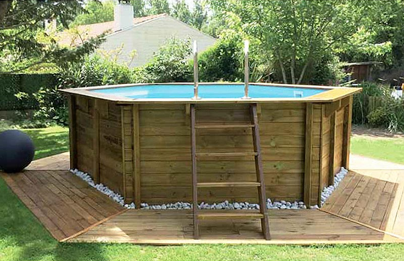 Sechseckige Holzpools